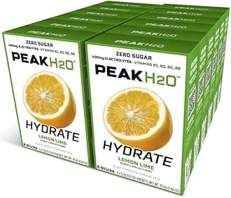 PeakH20 Electrolytes Powder Hydration Packets | Lemon Lime | 72 Servings | Sugar Free Water Flavor Packets for Workout Recovery