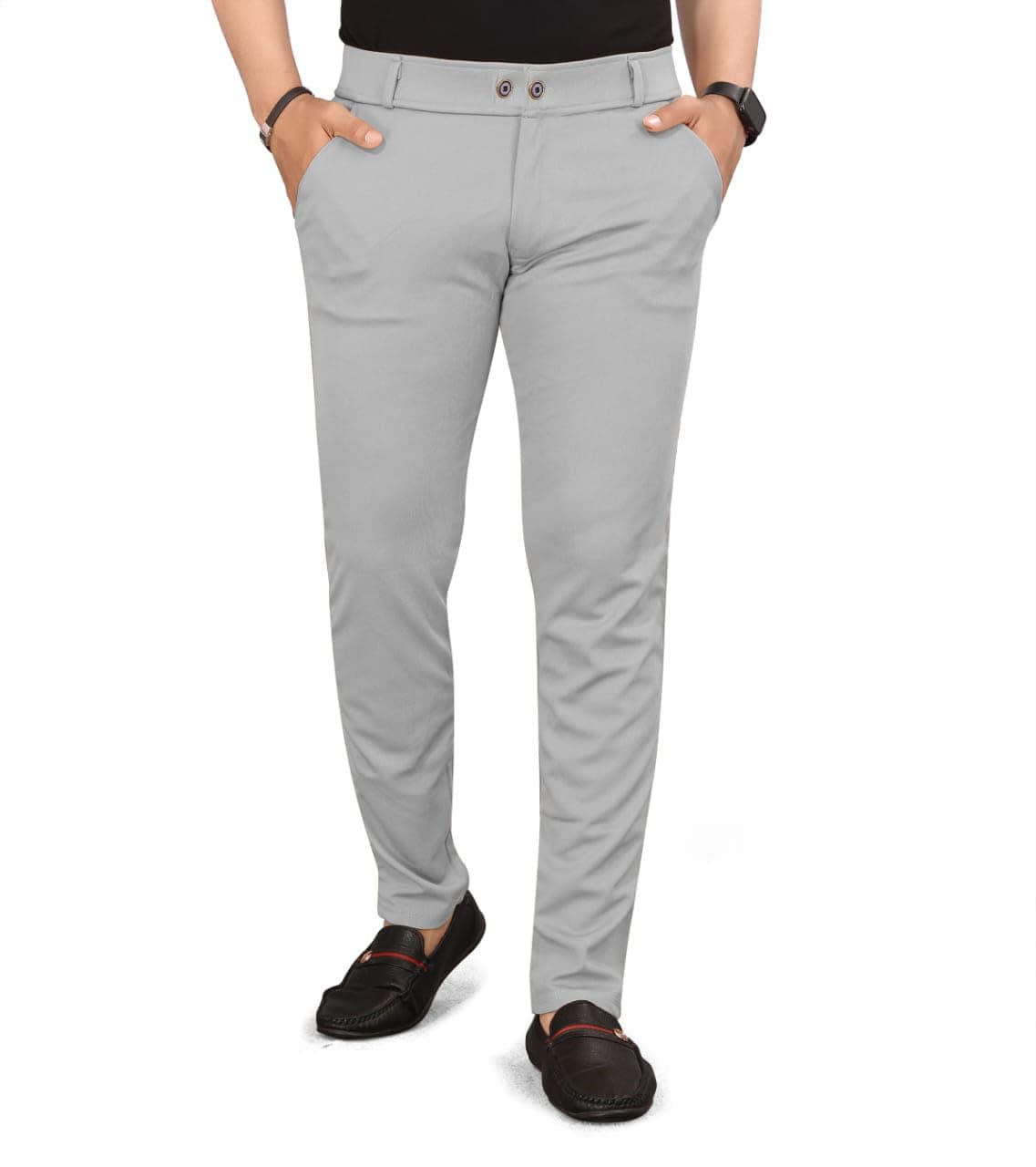 HARSHAD KUMAR & CO. Men's Solid Slim Fit Stretchable Casual Wear Comfortable Formal Trousers Pants