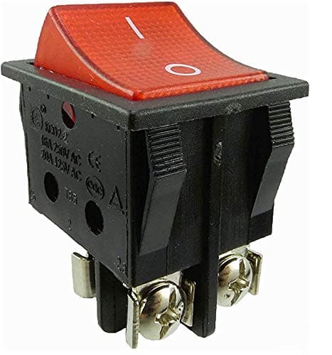 Built-in Rocker Switch with Screw Contacts, Device Switch, 2 pin (4pin) 16 A 250 ~ Black Switch Illuminated red
