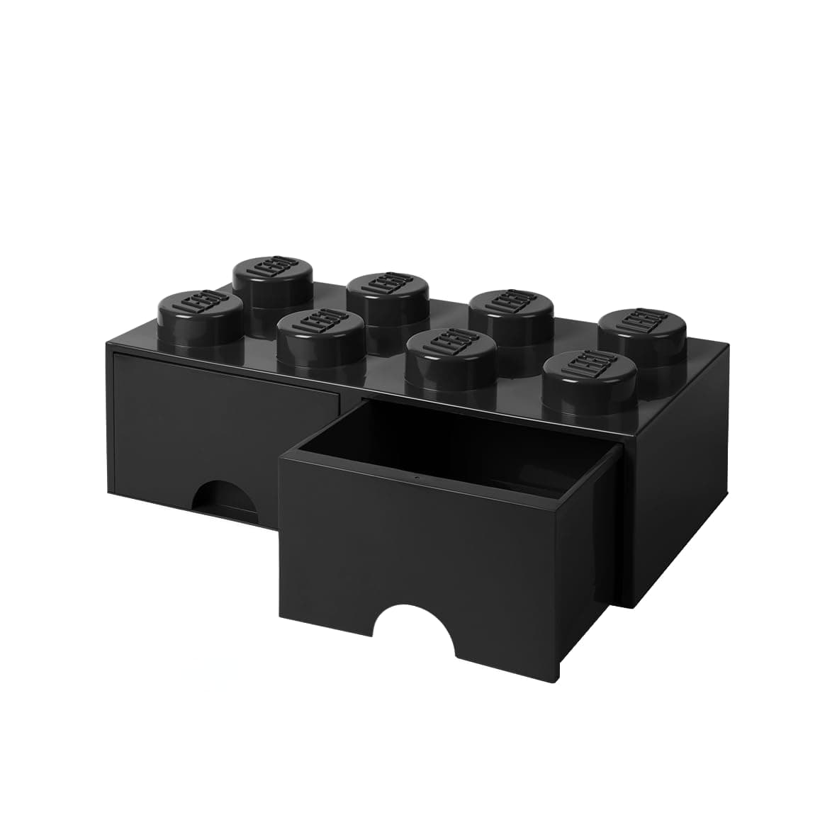 LEGO Brick with 8 Knobs and 2 Drawers BLACK - Storage Box for LEGO, Toys, Desk Drawers, and Office Supplies, Stackable Storage Box, Home Decoration
