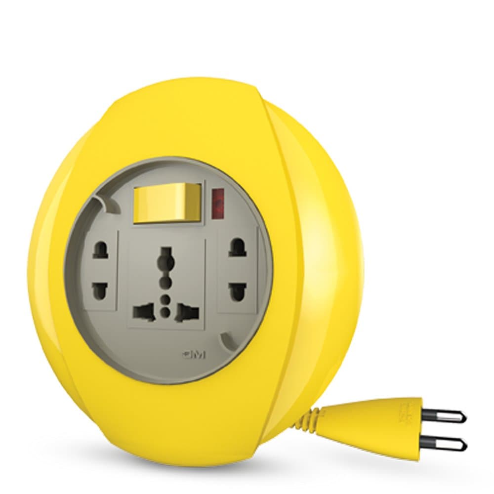 GM 3014 Plastic 2 Pin Flex Box Orion with Indicator and International Socket (White and Yellow)