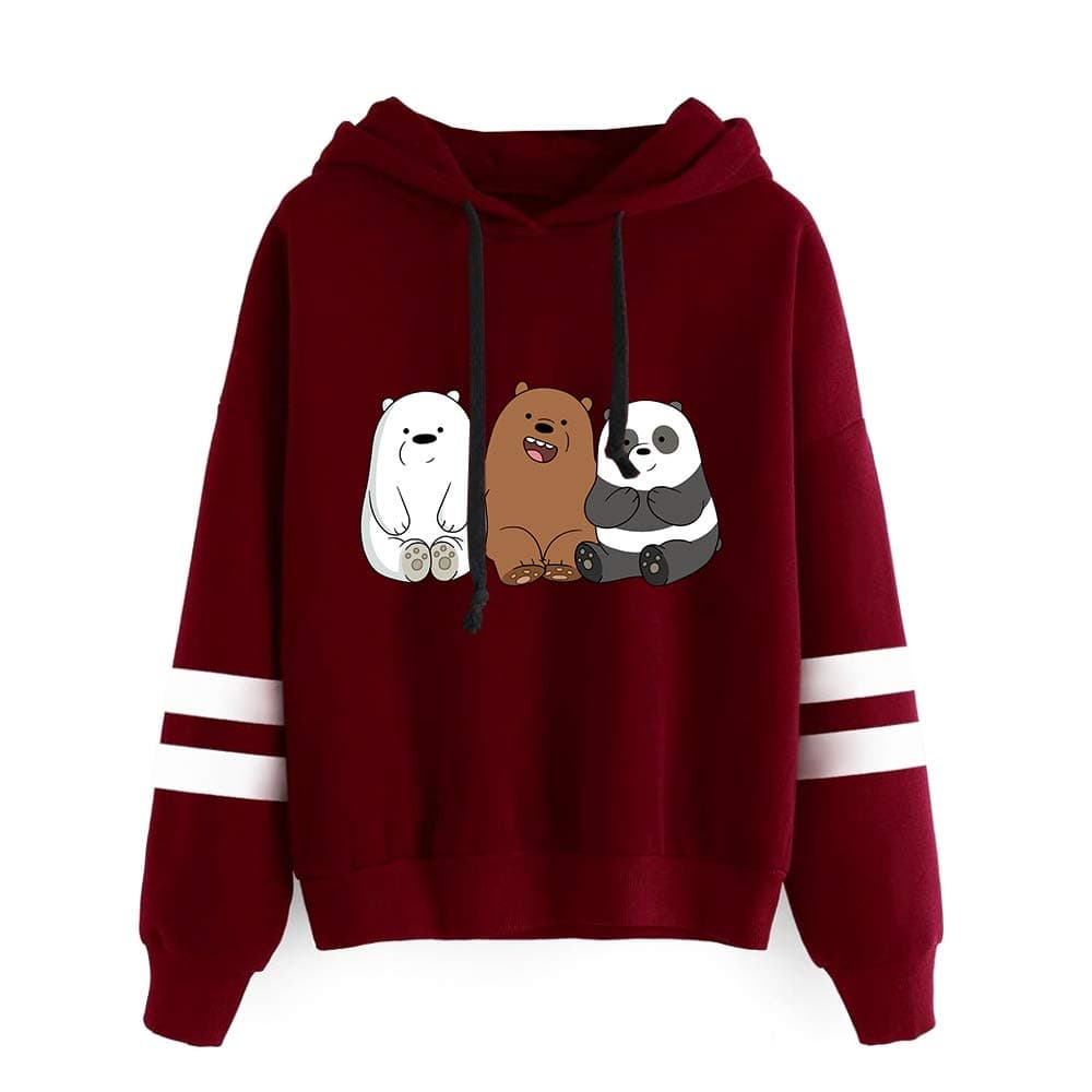 Gogofuture We Bare Bears Pullover Printed Hooded Sweatshirt Leisure Classic Hooded Pullover Fashion Sweater Popular Sweatshirt (Color : Red02, Size : S)