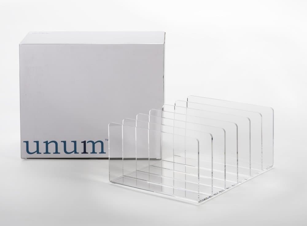 Acrylic File Organizer/Holder/Sorter – X-Large Clear Desktop Folder/Mail Organizer – Makeup Palette Organizer – 13” x 10.5” x 6”H