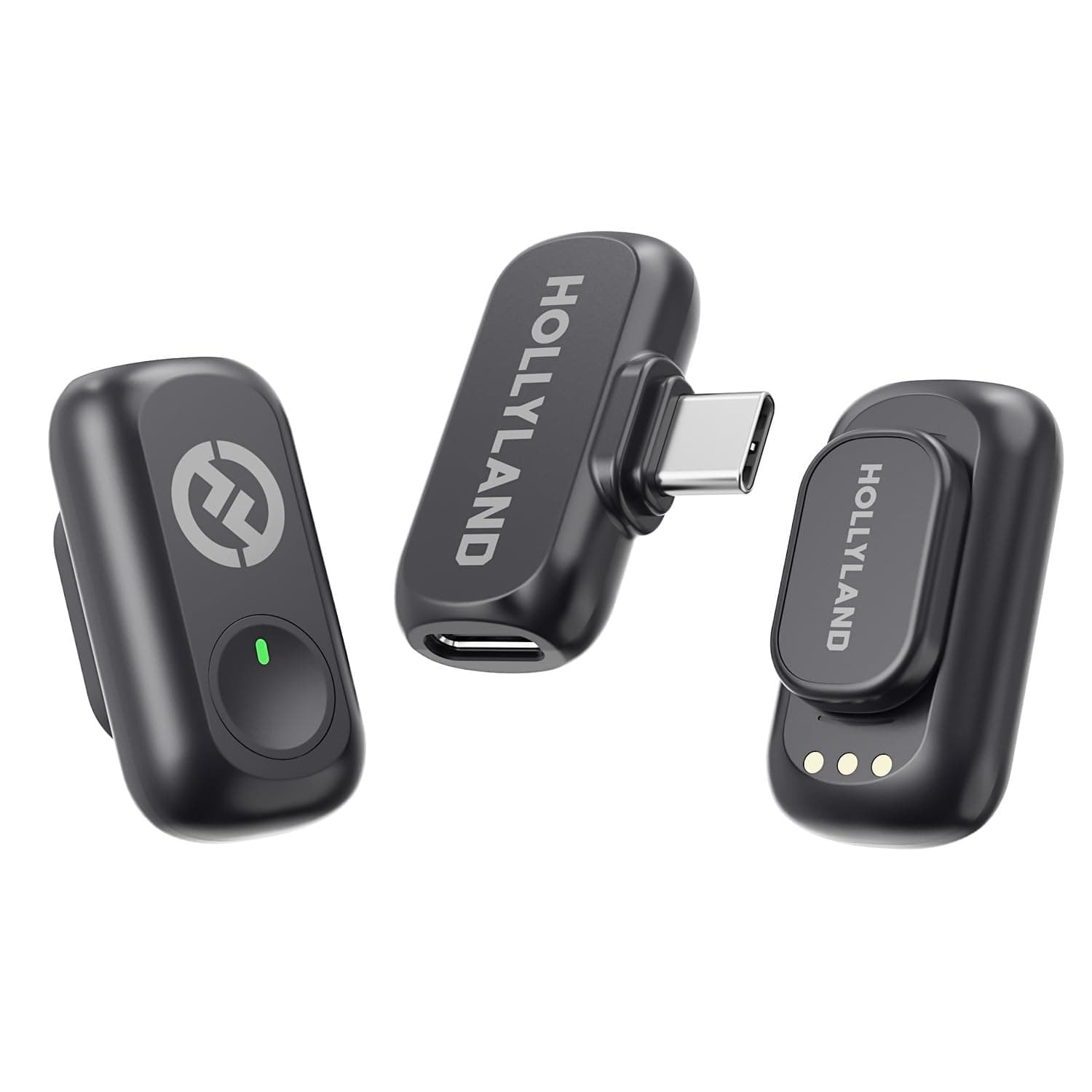 Hollyland LARK A1 Mini Wireless Microphone for iPhone 15/16 & Android, Pure Sound, Noise Cancellation, Magnetic Microphone for Vlogging, YouTube, TikTok, Podcast (2TX + USB-C RX, No Charging Case)