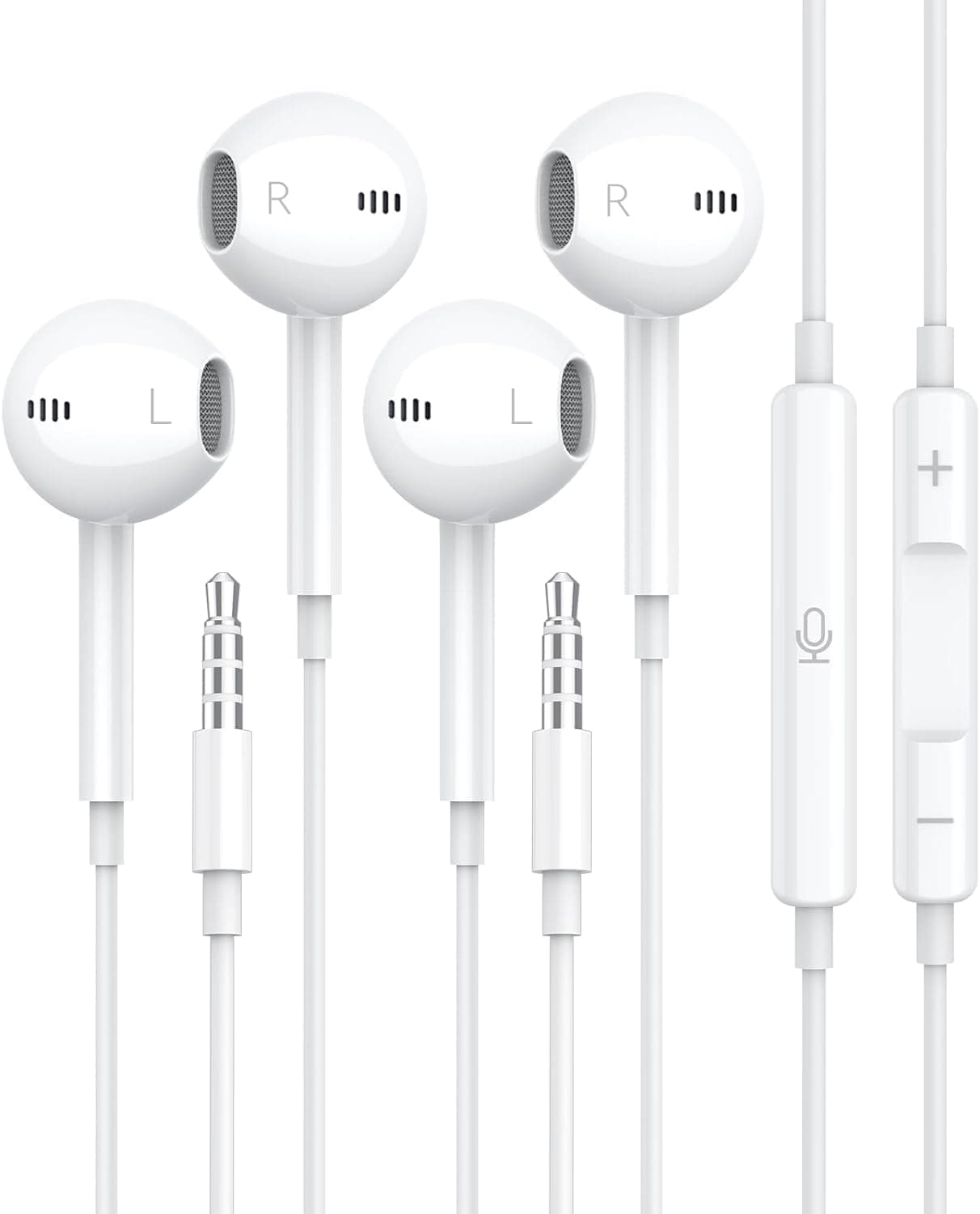 2 Pack Apple Earbuds Wired 3.5mm Headphones with Microphone [MFi Certified] Volume Control HiFi Stereo for iPhone 6 6S 5 SE Samsung S10 A14 A12 MP3/4 Android Device AUX