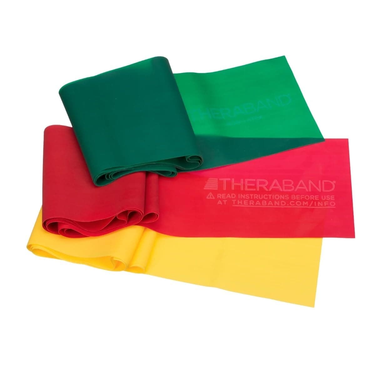 - THERABAND Beginner Light Exercise 3 Band Kit – 5 Feet Each, 1 Yellow, 1 Red and 1 Green Band ( Material: Latex Free Rubber)
