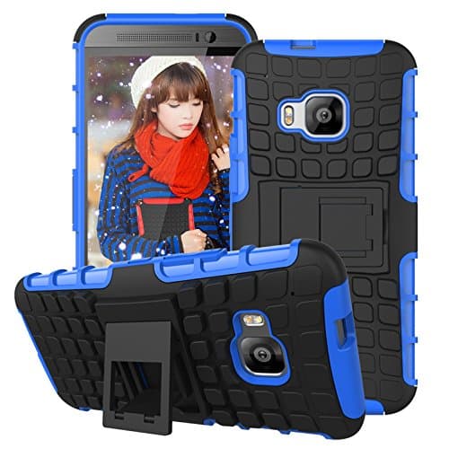 HTC M9 Case,HTC One M9 Case,M9 Case KKMera Protective Case Heavy Duty Hard Case Rugged Case, Dual Layer Case [Wave Series] (Blue)