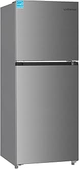 11.6 Cu.Ft. Double Door Refrigerator in Stainless Steel with Large Capacity Top Freezer, Frost Free, Adjustable Thermostat Control, Apartment Refrigerator with Freezer, ENERGY STAR