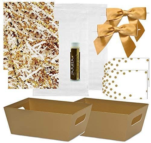 Pursito, Metallic, Basket Making Kit, Includes, Baskets, Crinkle Paper, Cellophane Bags, Bows, Tags, 2 Sets, Small Basket Kit