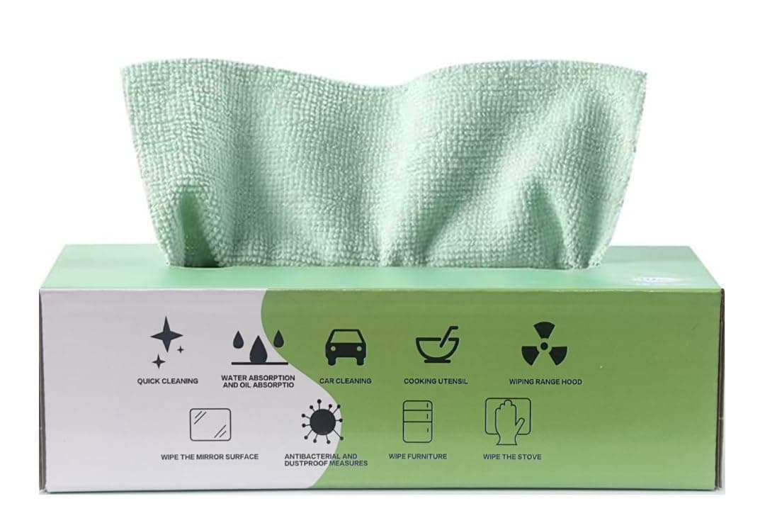 ECVV Microfiber Cleaning Cloth Rags in A Box (20 Count) -7.9" x 7.9" Reusable Wipes for Cleaning - Edgeless Terry Towels, Small Cleaning Cloths for Home, Kitchen and Car (Random Color)