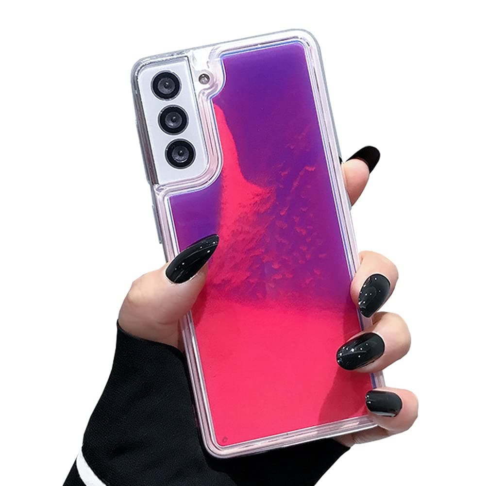 Yatchen Liquid Fluorescent Case for Samsung Galaxy Note 20,Luxury Fun Glow in The Darkness Quicksand Clear Soft TPU Back Cover Luminous Shockproof Protector (Rose, Galaxy Note 20)
