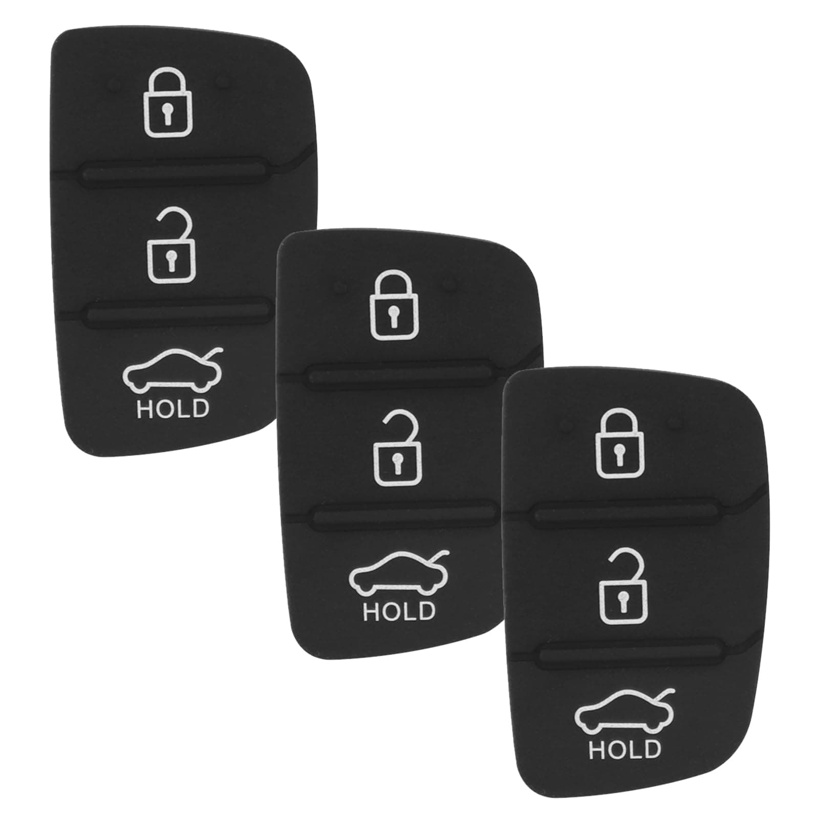 – 3 Button Key Fob Rubber Pad Replacement Compatible with Hyundai i40 i30 i20 i10 ix20 ix30 ix35 Santa Fe Tucson Elantra Accent Car Remote Control Flip Key Fob Shell Case Buttons Cover - 3 Pack