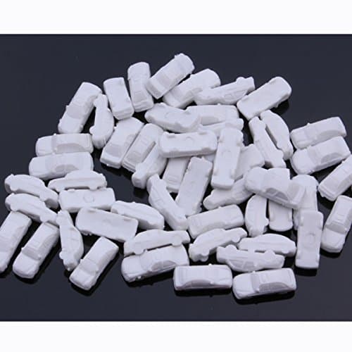 White Plain 1:300 Scale Model Car for DIY Scene Layout (Pack of 100)