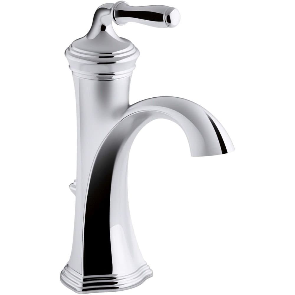 KOHLER Devonshire Single Handle Single Hole or Centerset Bathroom Sink Faucet with Metal Drain Assembly in Polished Chrome, K-193-4-CP