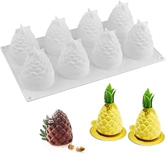 OCPO Kitchen3D Pinecone Silicone Baking Mold for Candles, Soap, Dessert, White, 8 Cavities, Nonstick & Easy Release, Pinecone Shaped