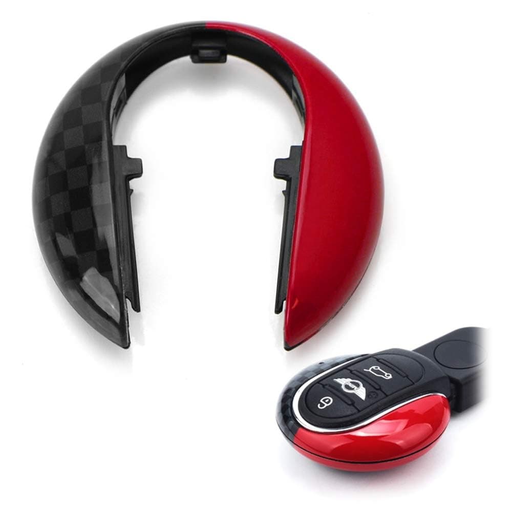 iJDMTOY Red/Black JCW Style Key Cap Shell Compatible with MINI Cooper 3rd Gen F55 F56 F57 F54 F60 Smart Key Fob