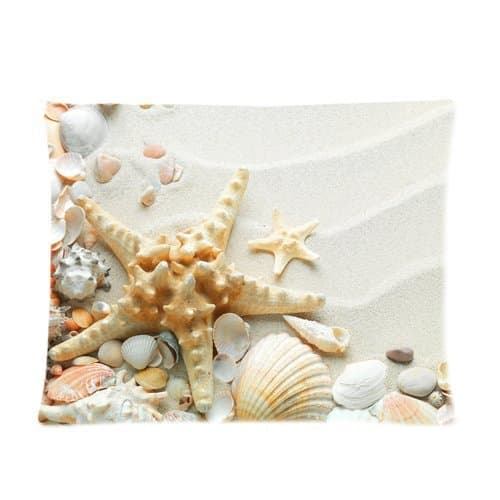 Custom Soft Comfortable Zippered PillowCase, Pure white beach sand starfish small shells Pillow Case Size 20"x26"(two sides) Pillow Cover Case Cushion Cover Sofa Bed