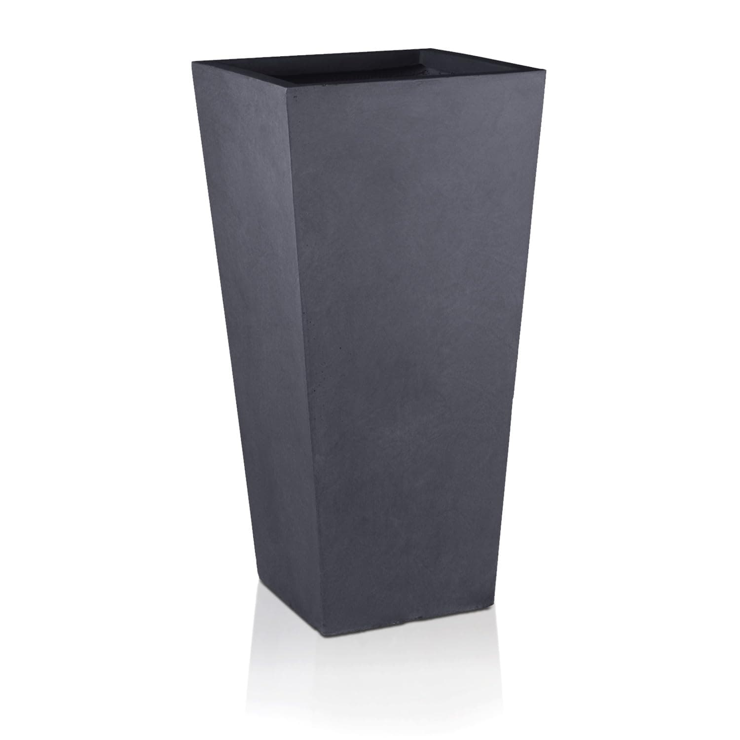 IDEALIST Extra Large 89cm Tall Planter for Garden | Dark Grey Reinforced Stone Tapered Square Planter | Outdoor Pots with Drainage Holes L43 W43 H89 cm, 127 litres