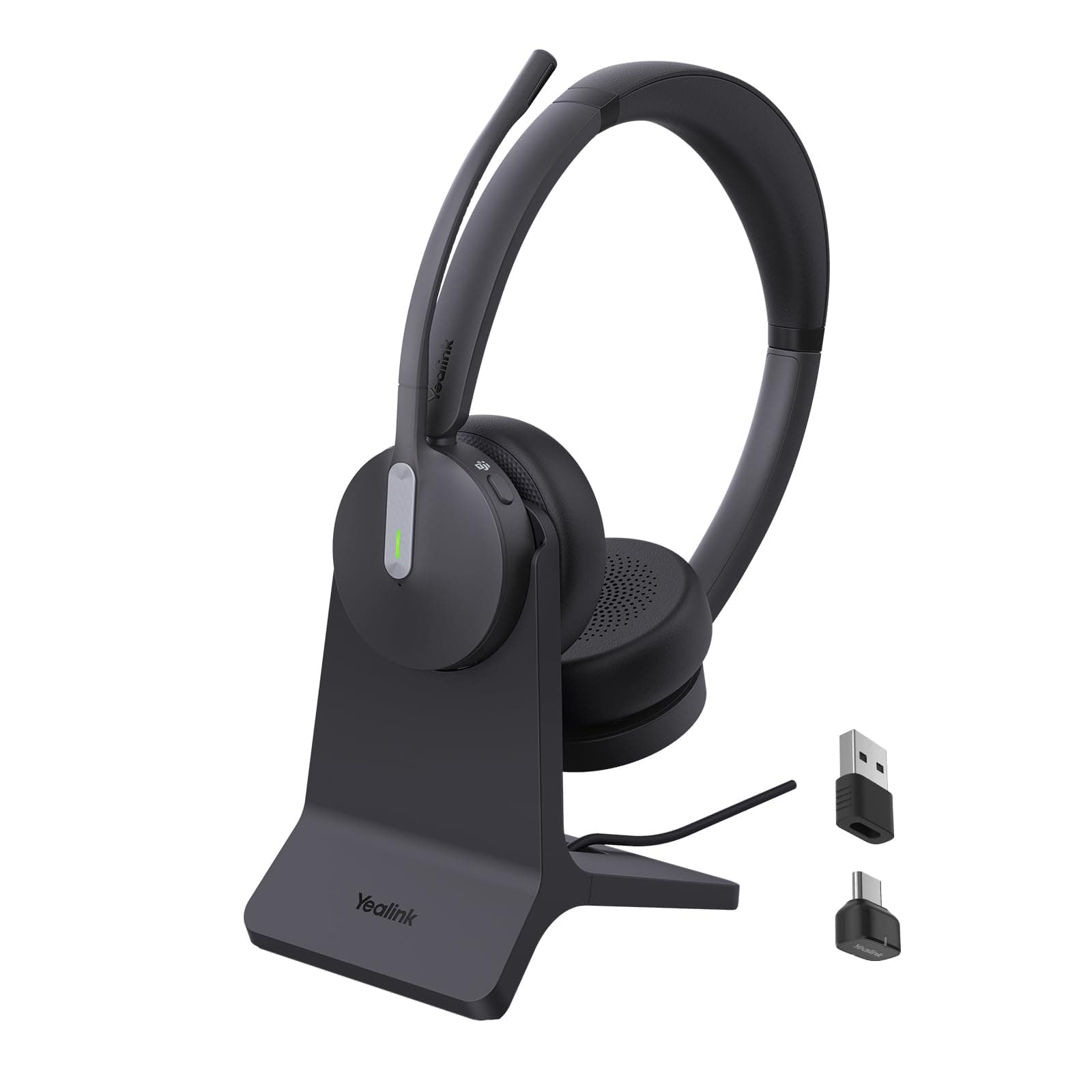 BH70 Dual Wireless Headset with Mic for Work, Bluetooth Headphone with Teams Certification, up to 35h Talk Time, 147g All-Day Wearing Comfort, Include USB-C/A Dongle & BHC70 Charging Stand