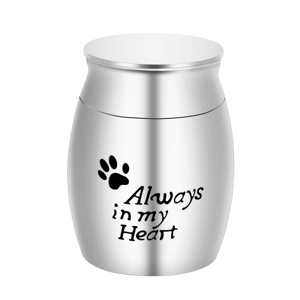 Small Cremation Urn for Pet Ashes Mini Pet Paw Keepsake Urn Stainless Steel Memorial Keepsake Urns for Dogs Cats Ashes Holder