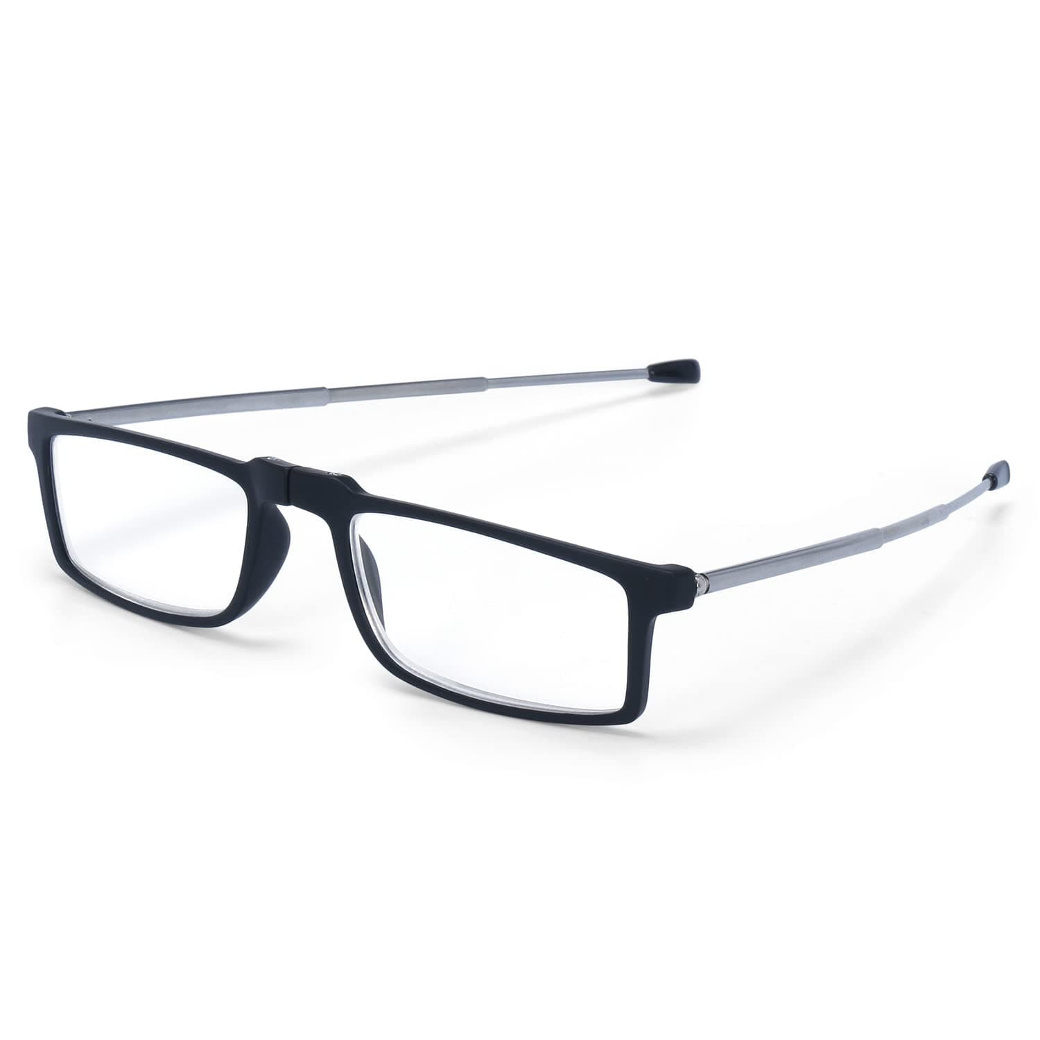 AECSlim Executive5 Unisex Reading Glasses Power Full Rim Stylish Rectangular Foldable Plastic Frame Eyeglasses with Hard Case for Men and Women