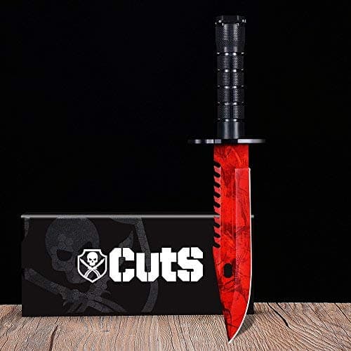 CutS Knives Real M9 Bayonet Knives with Sharp Blade from CS:GO for Collection (Ruby)