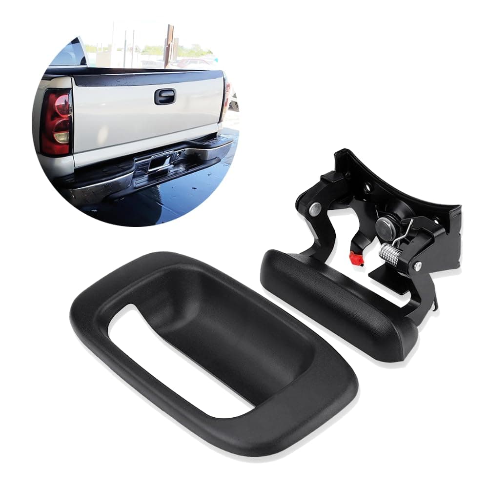 OFBAND Tailgate Handle,Tailgate Latch and Bezel Trim Compatible with GMC Sierra 1500 2500 3500 Chevy Silverado 1999-2007,Professional Car Accessories Replaces OEM#15997911 15228539