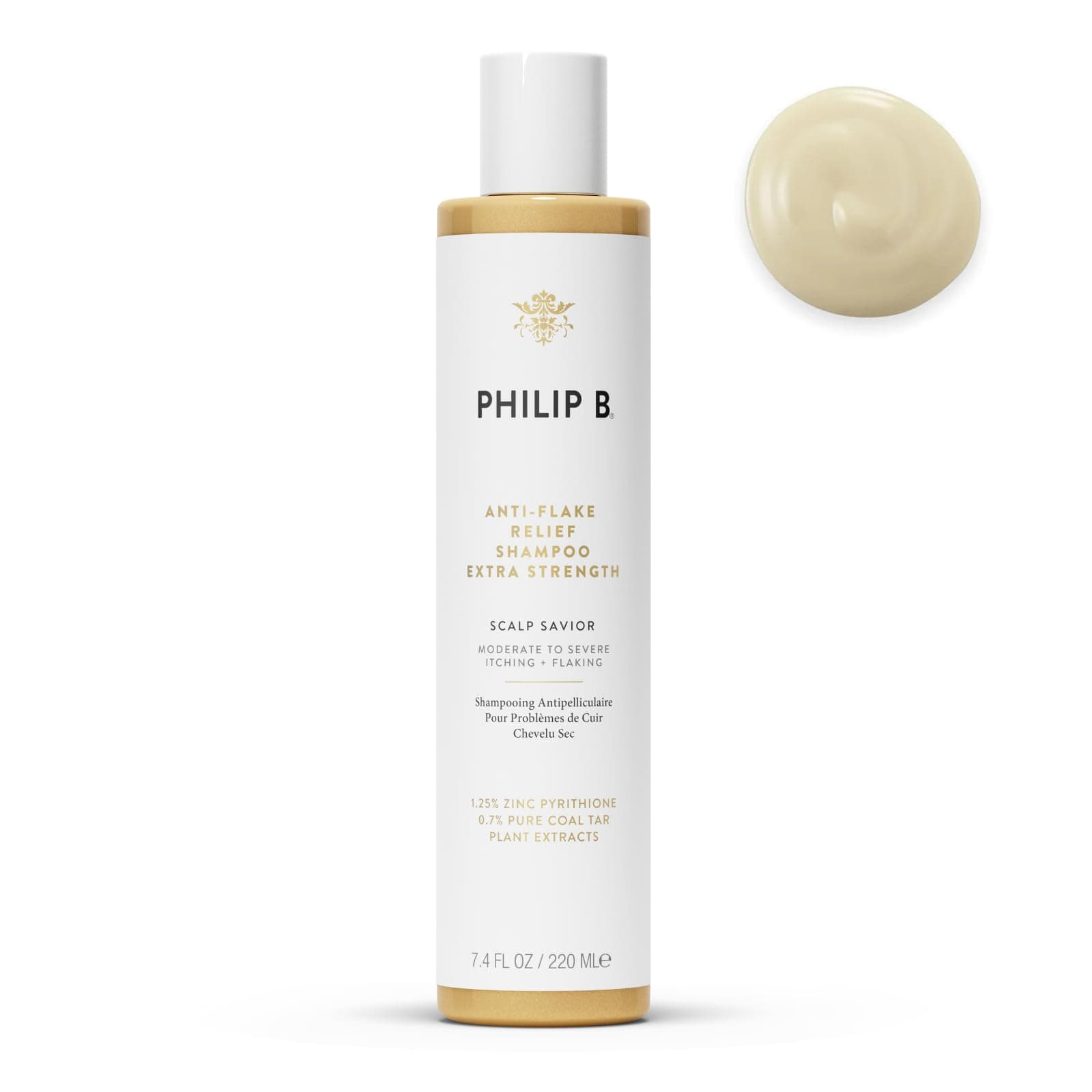 PHILIP B Anti-Flake Relief Shampoo (Extra Strength), 7.4 fl. oz. (220 ml) - for Moderate to Severe Itching & Flaking Scalp - Treats Dandruff or Psoriasis, Balances Dry or Oily Scalps