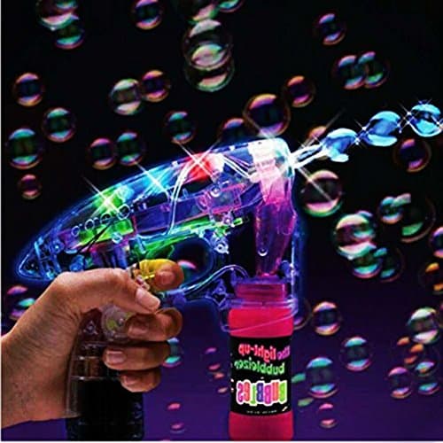 Funny Teddy Electronic Bubble Gun | Bubble Making Toy Gun with Lights and 2 Bubble Solution Bottles | Toy for Kids (Transparent)