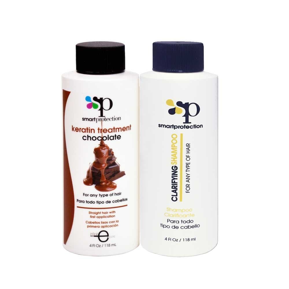 Chocolate Medium Strength Keratin Treatment with Clarifying Shampoo 4oz by Smart Protection