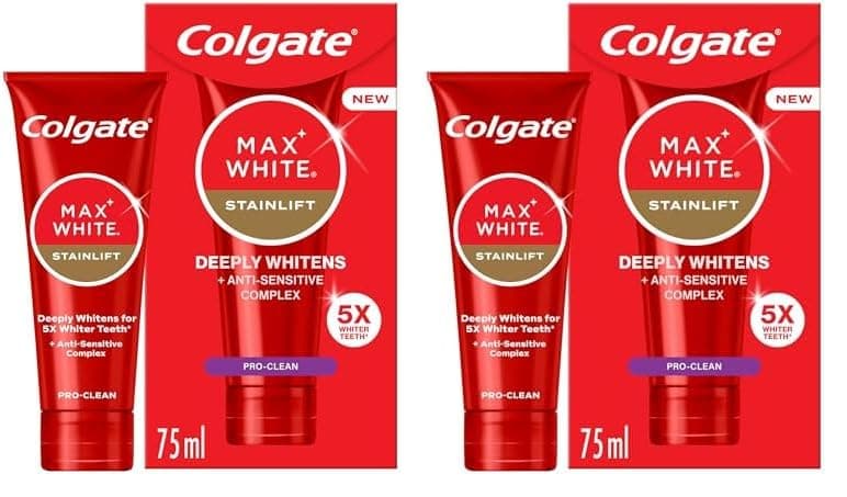 Max White Stainlift Pro Clean Toothpaste 75ml - 5X Whiter Teeth* in 3 Days - Sensitive Teeth whitening Toothpaste - 24/7 Protection for Sensitive Teeth and Enamel - removes deep-Set Stains.