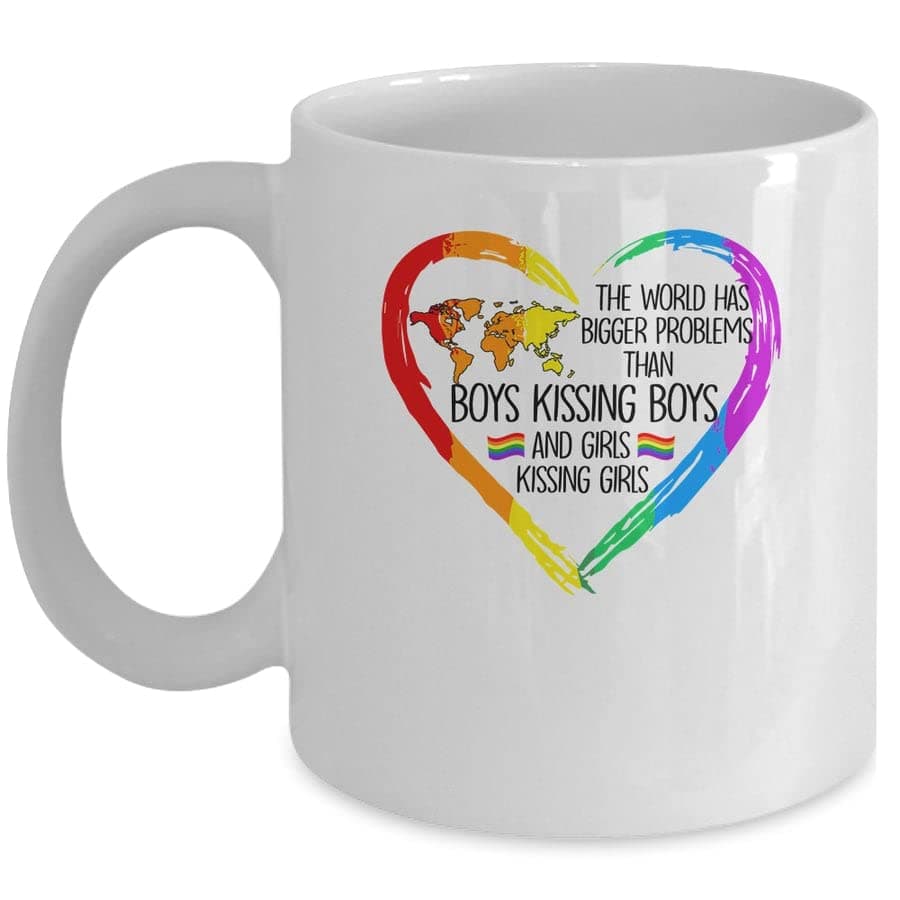 SKY DOT The World Has Bigger Problems Gay Lesbian Pride Rainbow Printed Ceramic Tea/Coffee Mug (325ml)