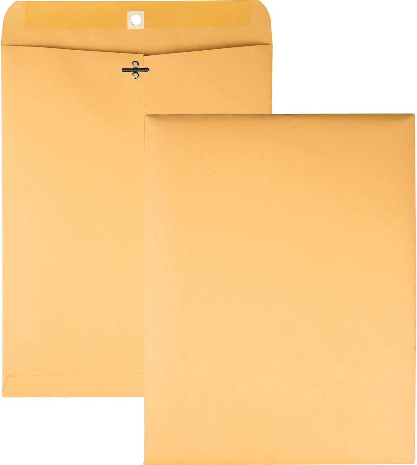 100 Pack Clasp Envelopes, 10" x 13" Brown Kraft Catalog Envelopes with Clasp Closure and Gummed Closures, Heavy 32 lb Brown Kraft Envelopes for Home, Office, Business