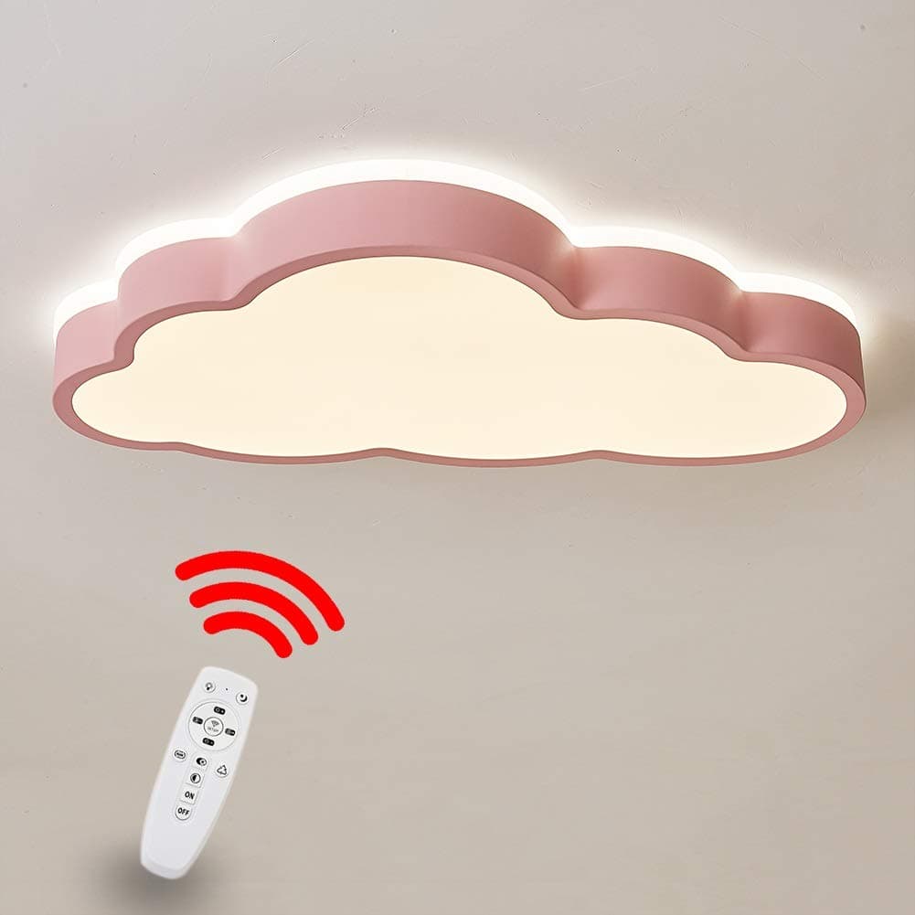 LED Ceiling Light, New Ultra-thin Creative Clouds Ceiling Lamp, Kids Room Ceiling Lamp, Boy And Girl Bedroom Lamp Simple Cartoon Romantic Ceiling Lamp (Color : Pink stepless dimming, Size : 60CM)
