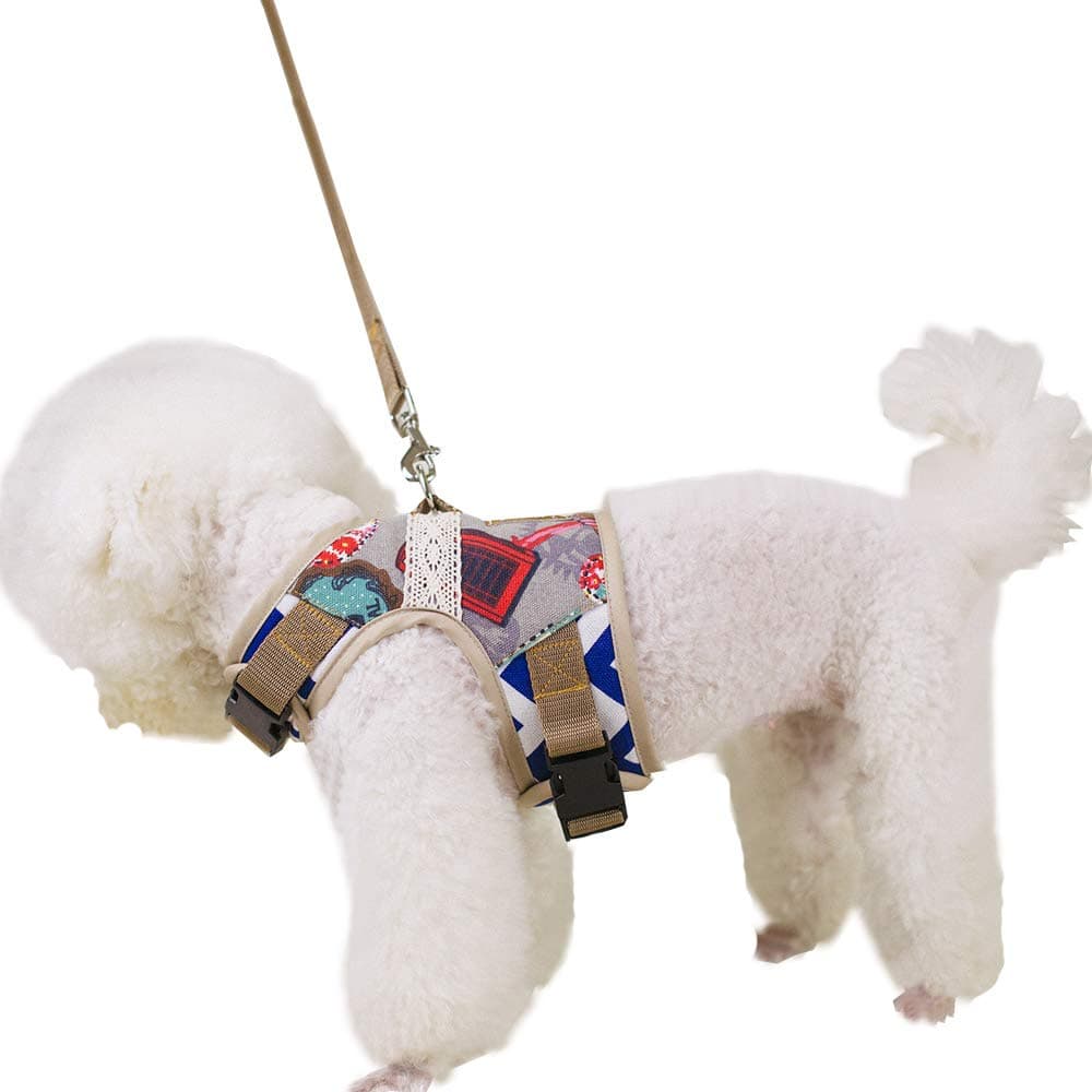 Anlitent Luxury No Pull Kitten Cat Harness and Lead Set Escape Proof for Walking, Jacket Cats Vest Harnesses, Comfort Fully Adjustable Cats/Dogs Collar with Handle 4lbs (Small, Mixed-Grey)