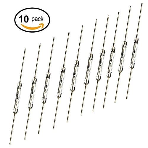 ANIMOAO 10PCS SPST Reed Switch 10W Low Voltage Current Normally Open Magnetic Switch Glass N/O 2x14mm