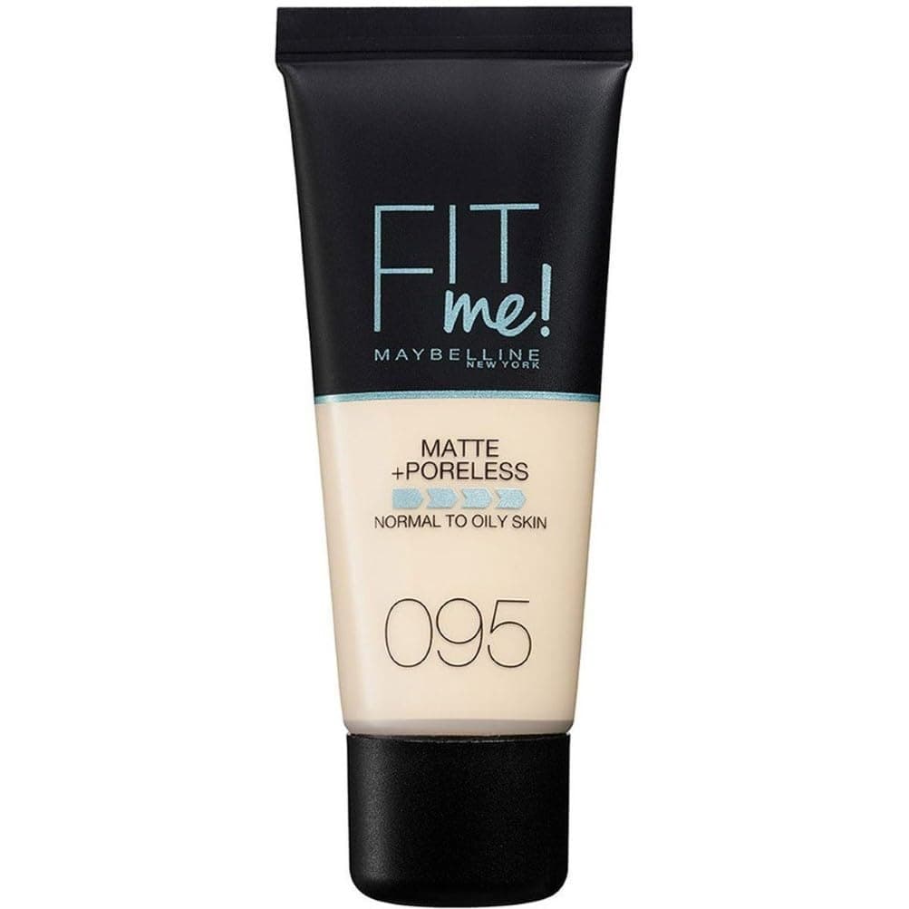 Maybelline Fit Me Foundation, Medium Coverage, Blendable With a Matte and Poreless Finish, For Normal to Oily Skin, Shade: 095 Fair Porcelain, 30ml