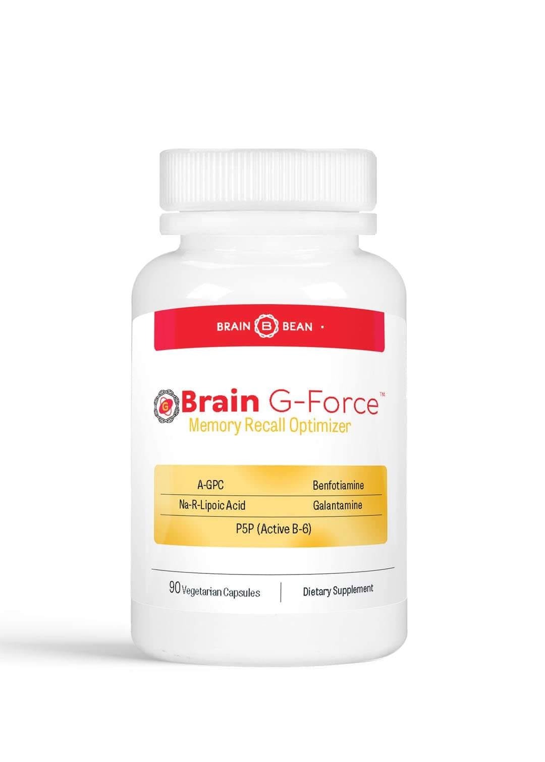 Brain Bean G-Force | for Optimal Function | with Galantamine, R-Lipoic Acid, A-GPC, and Benfotiamine | 45 Servings