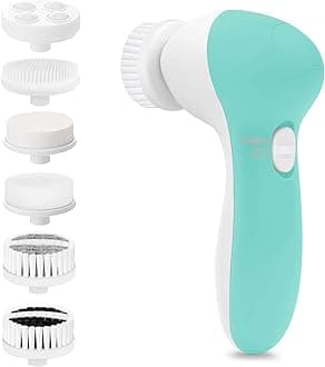Facial Cleansing Brush Face Scrubber: CLSEVXY Electric Face Spin Cleanser Brushes with 6 Brush Heads for Deep Cleansing, Gentle Exfoliating, Removing Blackhead, Massaging