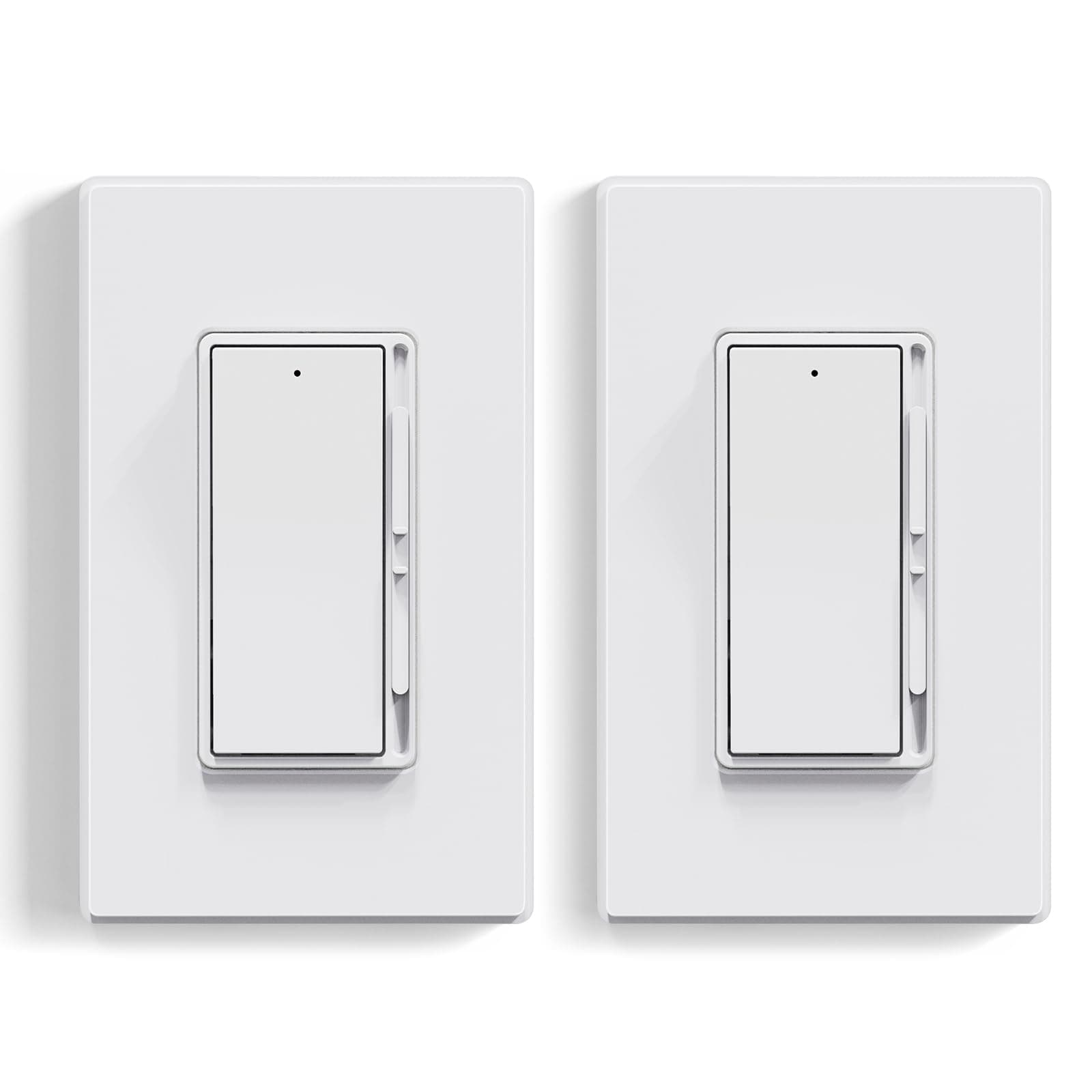 ELEGRP Digital Dimmer Light Switch for 300W Dimmable LED/CFL Lights and 600W Incandescent/Halogen, Single Pole/3-Way LED Slide Dimmer Light Switch, Wall Plate Included, UL Listed, 2 Pack, Matte White