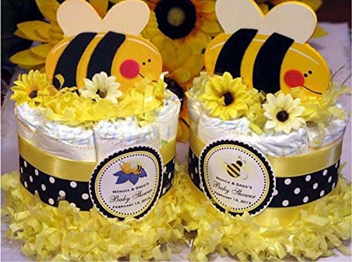 Cute AS CAN BEE Bumble Bee Mini Diaper Cakes - Handmade by LMK Gifts