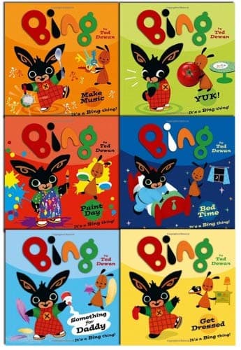 Bing 6 Book Set By Ted Dewan (Bing: Get Dressed, Bing: Bed Time, Bing: Something for Daddy, Bing: Yuk, Bing: Make Music, Bing: Paint Day)