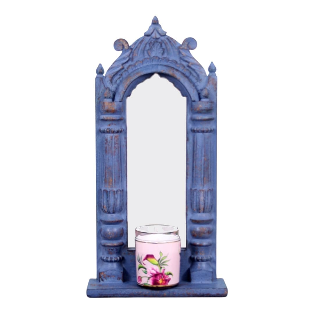 Imperial Wooden Rectangular Wall Hanging Jharokha Wall Mount Framed Mirror for Living Room, Bedroom, Home Decor (45x25x8 cms)