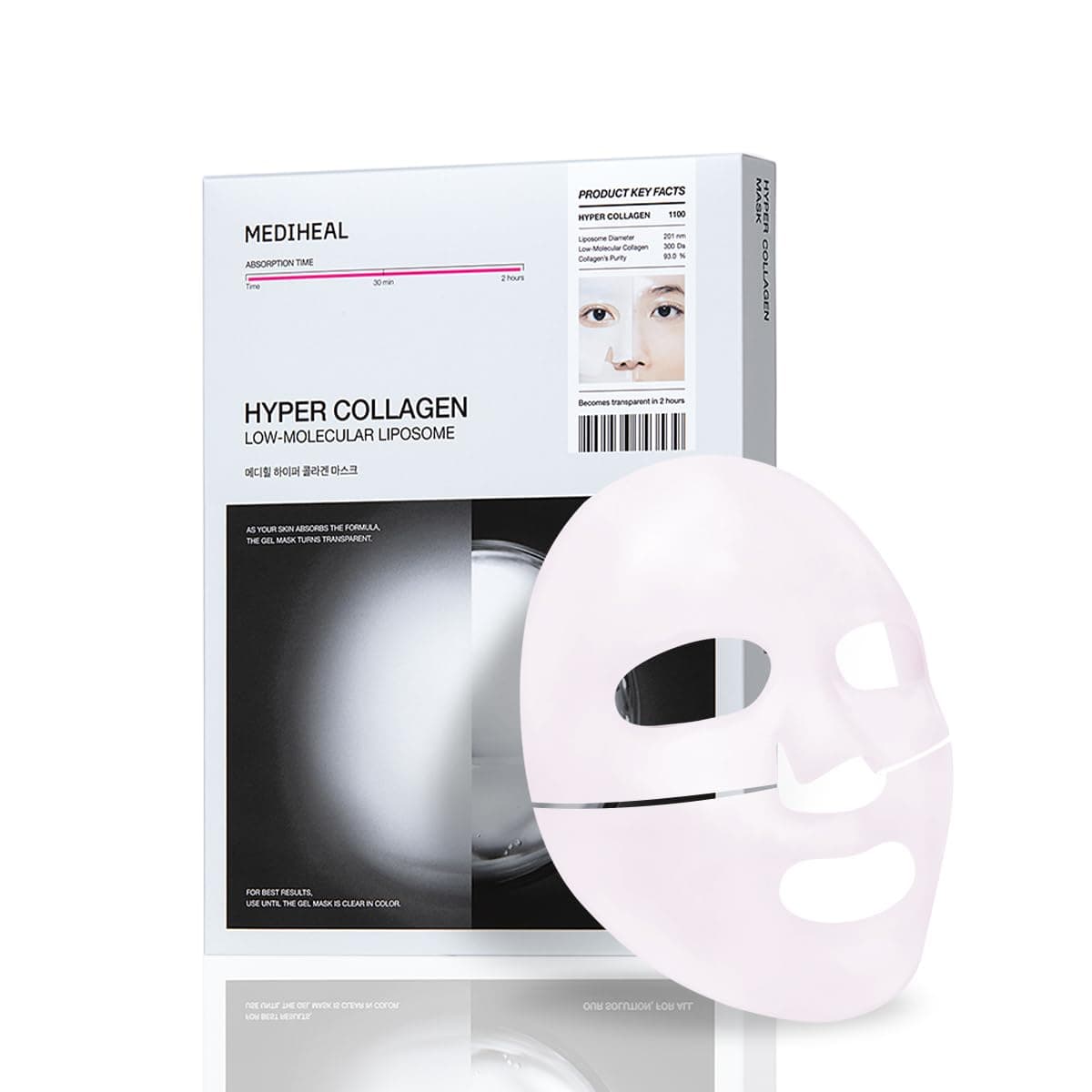 Mediheal Hyper Collagen Mask With Low Molecularlipo I 10 Sheets | Helps Reduce The Signs of Aging & Minimize Enlarged Pores