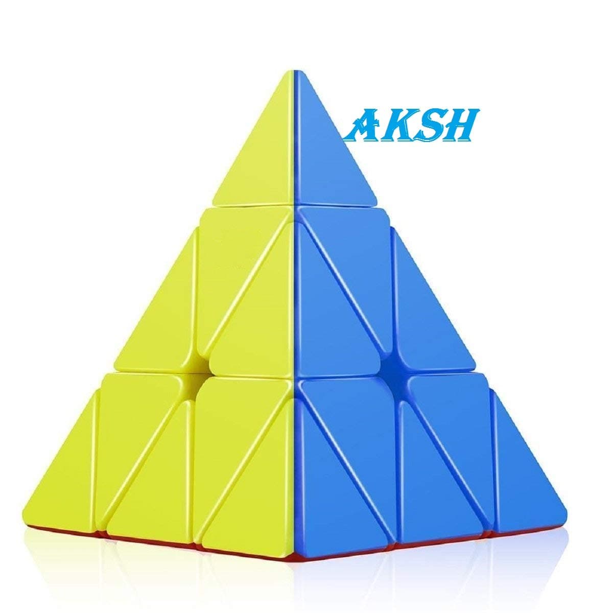 AKSH High Speed Pyramid Stickerless Triangle Cube Puzzle (Random Colour) (Pyramid Cube)