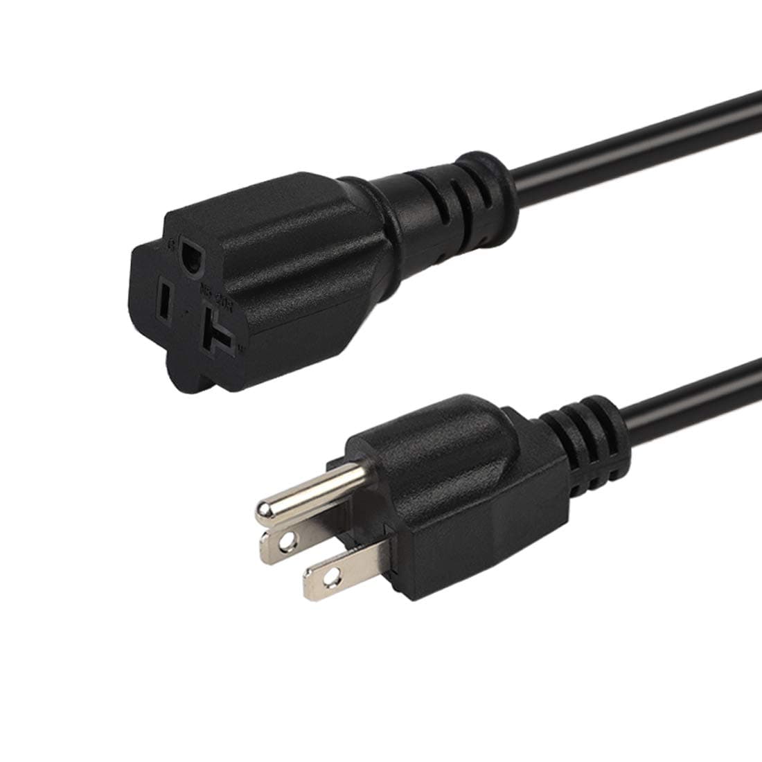 6ft/1.8M 15 Amp to 20 Amp Plug Adapter Cable UL Listed 14AWG NEMA 5-15P to 5-15/20R (Comb 20Amp T Blade) 15 Amp Household Plug to 20 Amp T-Blade AC Power Cable