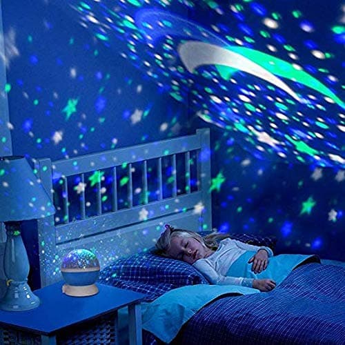 Star Night Light Projector for Kids, FastWin Starry Lighting Lamp Rotating Bedside Rest Light Baby Sleep Soothers Colorful LED Moon Star for Baby Nursery Bedroom Room (Purple)
