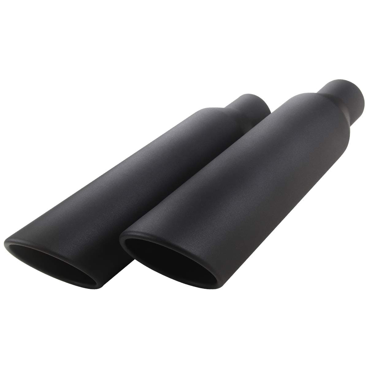 2 Pcs 2.5" Inlet Exhaust Tips, LCGP 2.5" Inlet x 4" Outlet x 17" Overall Length, Weld On, Universal Stainless Steel Black Diesel Exhaust Tailpipe