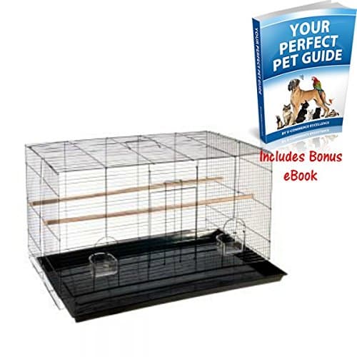 Simple Black, Powder-Coated Metal Cage With Pull-Out Base Tray - Suitable For Smaller Bird Species By eCommerce Excellence