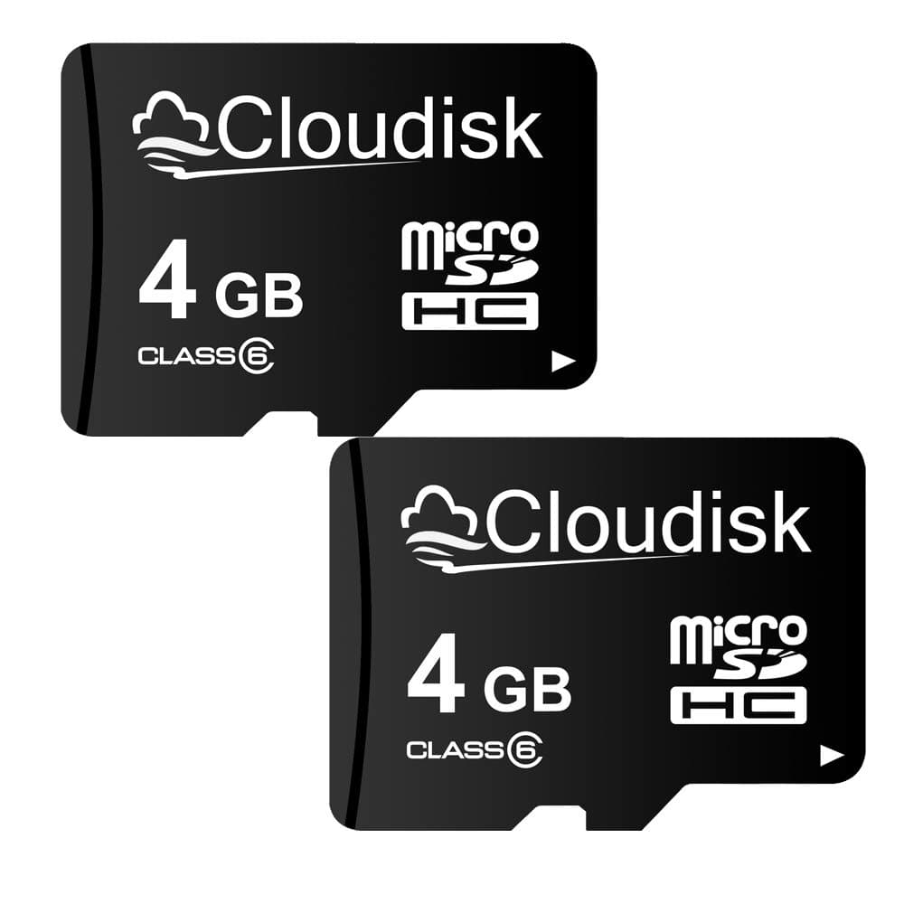 Pack of 2 Micro SD Card 4GB Flash Memory Card C6 Micro SDHC with SD Adapter (4 GB)